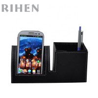 PU Leather Folding desktop Phone holder Pen holder