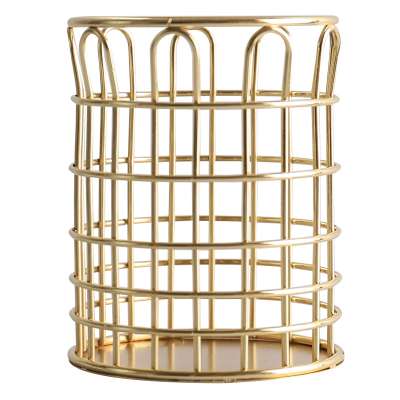 Gold Metal Wired Mesh Desktop Office Supplies Organizer Makeup Brush Cups Container Pen Pencil Pot Holder for Office Home School